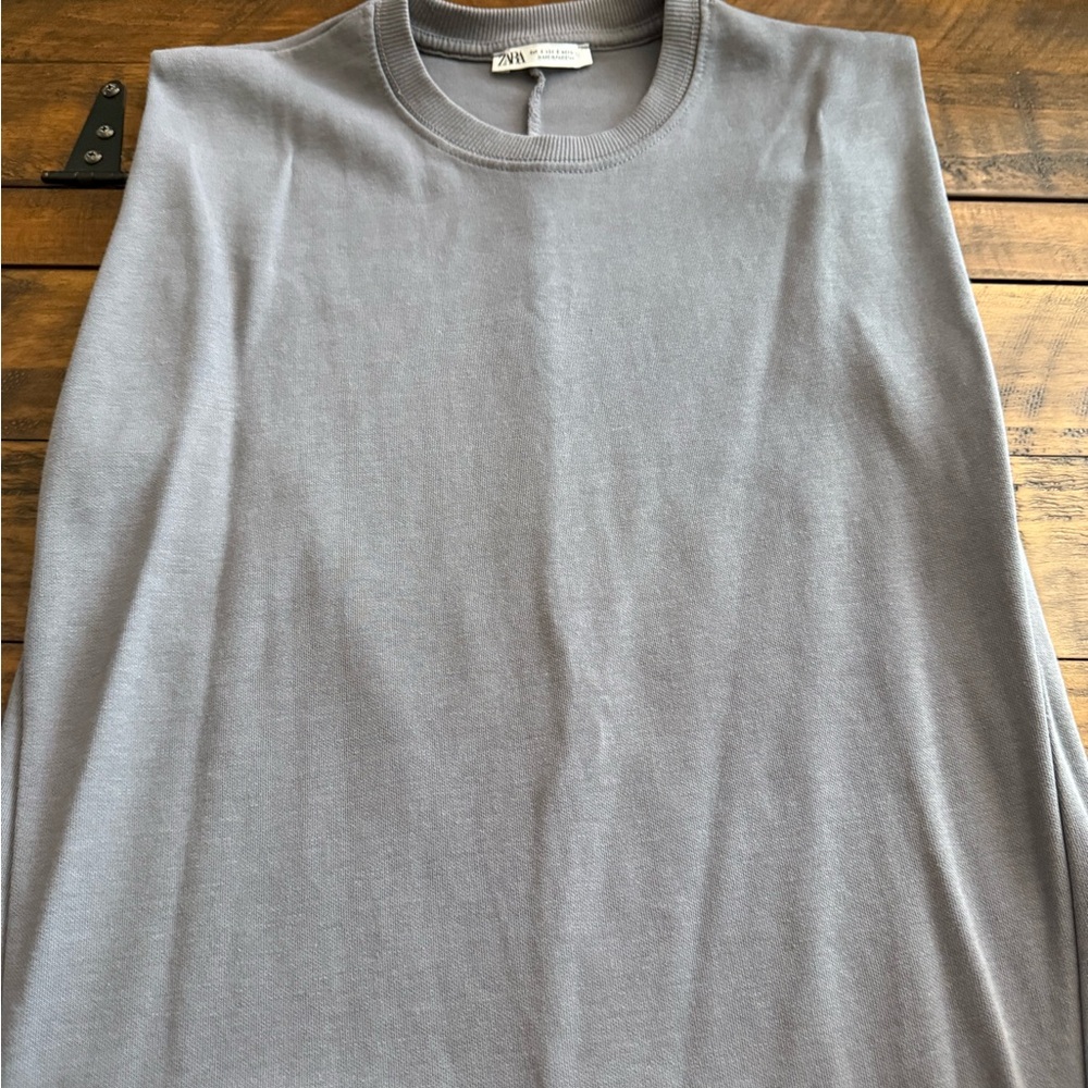 Sz S Zara Grey Jersey Knit Maxi Dress Classic Basic Chic - Picture 4 of 5